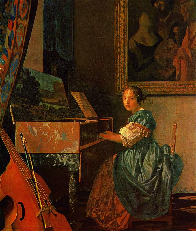 Johannes Vermeer A Lady Seated at a Virginal oil painting picture